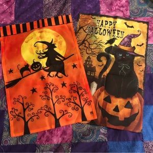 Set of Two Halloween Yard Flags